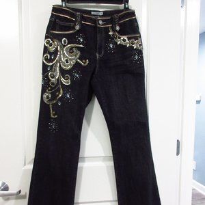 Beaded embroidered straight leg jeans Style sz 6